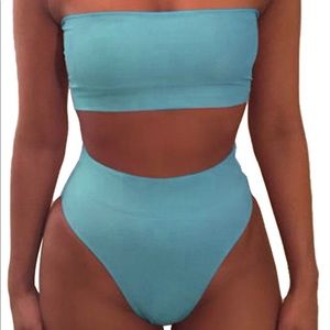 Blue high wasted bikini